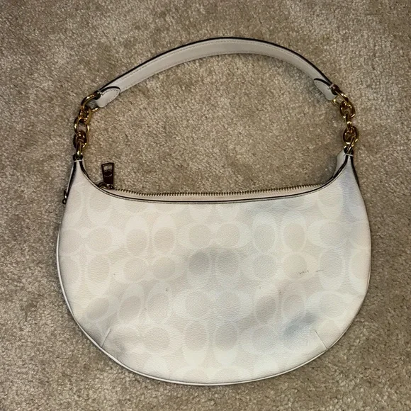 Coach Payton Hobo White Signature Crescent Shoulder Bag with Gold Hardware - Picture 3 of 7